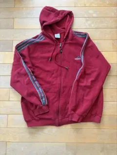 oldadidas バーガンディ パーカー Lサイズ - メルカリ