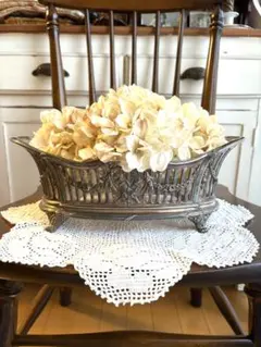 フランス アンティーク 花かご リボン 木製プレート家具装飾 フレンチグレー フランスアンティーク 花かご リボンガーランド 家具装飾 彫刻