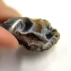 ジオード　アゲート 原石 茶色と黒のストライプ