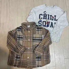 チェックシャツとカットソー