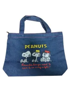 【新品✨️】PEANUTS スヌーピー デニムトートバッグ 33×24 チャック付