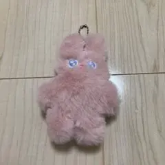 マスコットキーホルダー　ふわふわうさぎ　ピンク