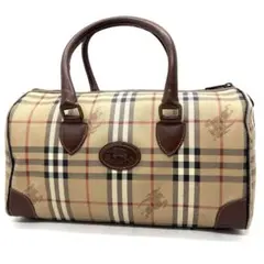 【美品】バーバリー ミニボストンバッグ ノバチェック シャドーホース PVC