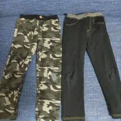 裏起毛パンツ110 ２枚セット 膝傷あり