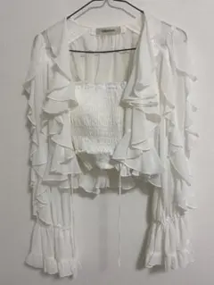 COCO DEAL シフォンフリルカーディガン カップインキャミソール