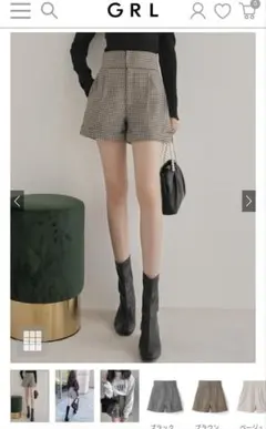 GRL/チドリ柄ハイウエストショートパンツ Lサイズ