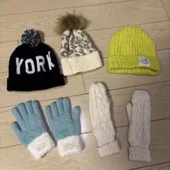ニット帽・手袋セット（YORK、ヒョウ柄）