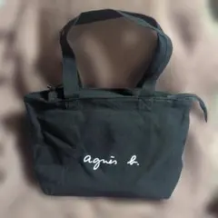 agnès b. ブラック トートバッグ　ハンドバッグ　　帆布　ファスナー付き