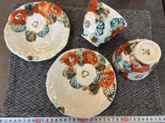 色絵花柄四角特大鉢 菓子大鉢 焼物 約5kg ウブ品 入手困難 WWTT020