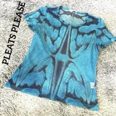 【美品】プリーツプリーズ イッセイミヤケ 半袖 カットソー メッシュ ブルー系のサムネイル