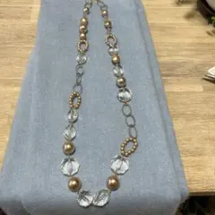 クリスタル パール ロングネックレス