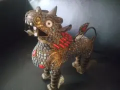 チベット 神獣 アンティーク オブジェ　置物　獅子　シーサー　ターコイズ チベット 神獣 アンティーク オブジェ 置物 獅子 シーサー ターコイズ