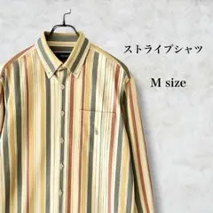 ストライプシャツ メンズ M 長袖 ボタンダウン 春物 POLO BCS 美品