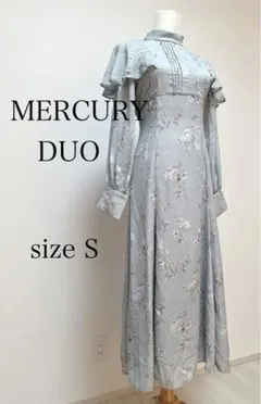 MERCURYDUO 花柄ロングワンピース S ブルー きれいめ