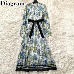 未使用級✨ダイアグラム 現行 ワンピース 花柄 リボン 2way ロング フレア