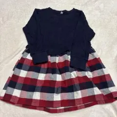 無印良品　ネイビー チェック柄 ワンピース 100cm