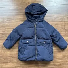 ZARA ネイビー コート フード付き