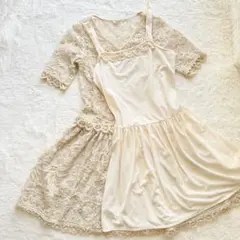 インゲボルグ ピンクハウス レース 刺繍 ワンピース チュールインナー付き