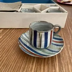 ストライプデザイン デミタスカップセット 6個