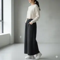 ダズリン　フレア　ワイド　ブラックデニムパンツ　レディース　ゆったり　カジュアル