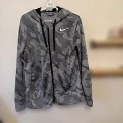 Nike THERMA-FIT フルジップパーカー グレー 迷彩 フリース L