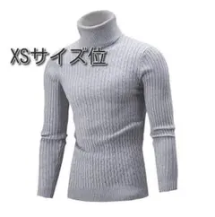 新品/匿名/メンズ ニットセーター タートルネック カシミヤタッチ XS位グレー