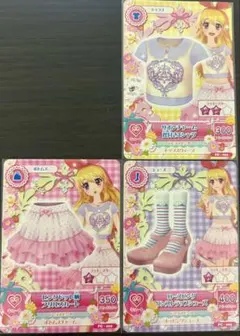 アイカツカード リボンチャーム襟付きTシャツ など 3枚セット