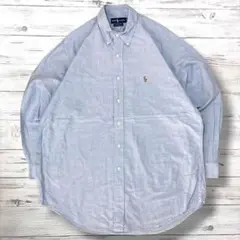 Ralph Lauren 長袖シャツ 刺繍ロゴ 青 16 1/2-33 1418