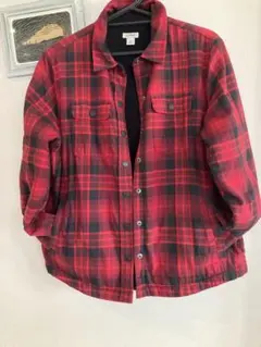 L.L.Bean 赤黒チェック 裏地ボア 長袖シャツジャケット XS