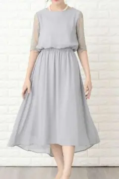 新品未使用 LACE LADIES ロングワンピース LL ライトグレー