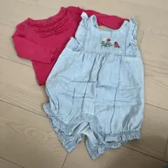 ギャップ　ロンT オーバーオール　デニム　フリル