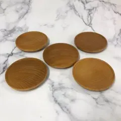 新品 木製 足つき皿 ナチュラル 5枚セット ブラウン 天然木 お皿 食器セット