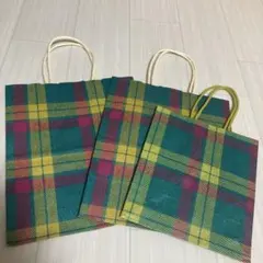 タータンチェックショップ袋3枚セット