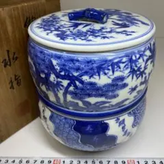 イ863 水指『平安 京峰造』『染付金襴手 水指 共箱』茶道具 - メルカリ