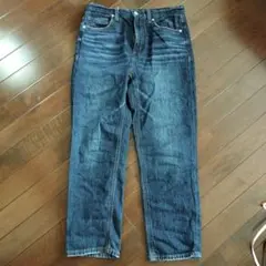 GUダークブルー ストレートデニムパンツLサイズ