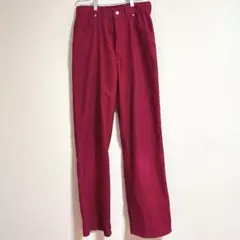 赤 コーデュロイ ストレートレッグパンツ