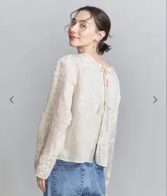 BEAUTY&YOUTH セルロースナイロンエンブロイダリーシャツ