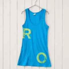 ロキシー ROXY タンクトップ ブルー Sサイズ ロゴプリント 綿100 夏のサムネイル