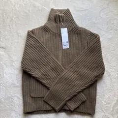 Uniqlo ラムブレンドジップアップジャケット　ニットセーター M ブラウン