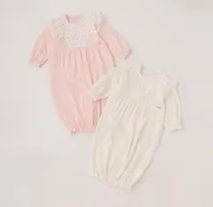 メゾピアノ ホワイトロンパース 50-70cm フリル付き