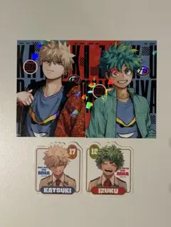 最強ジャンプ付録 僕のヒーローアカデミア ステッカー緑谷出久 爆豪勝己2枚セット