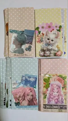 ✿折り紙で作ったポチ袋サイズにコラージュしたマチ無し平袋 30枚セット✿のサムネイル