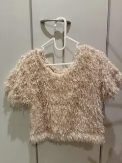 hinari フェザーヤーン 半袖プルオーバー アイボリー
