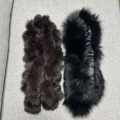 リアルファー マフラー ブラック＆ブラウン 未使用 2本セット