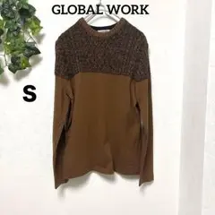 美品【GLOBAL WORK 】ボーダーニット S ブラック/ブラウンシンプル春
