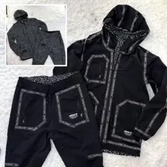 アディダス セットアップ ナイロン パーカー パンツ リバーシブル ブラック