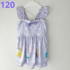 【新品】ワンピース水着　子供　水着　紫　120cm　ディズニープリンセス