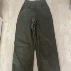 オリーブグリーン コーデュロイ ワイドパンツ
