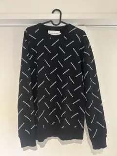 ブラック ロゴプリント クルーネック トレーナー