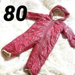 フード付きピンクナイロンアウター　80